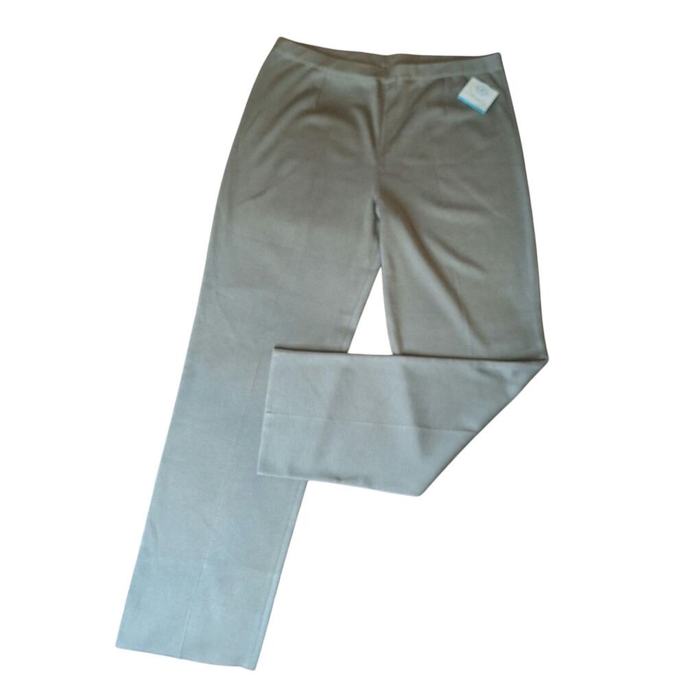 Ming Wang Knit Pants Womens XL NWT Taupe Khaki Straight Leg Elastic Waist